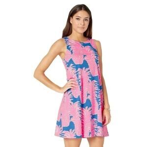 NWOT Lilly Pulitzer Kristen Blue Pink Pinneaple Swing Cut Out Dress Tropical M